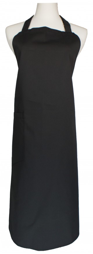 黑色布方角單袋圍裙(伸縮帶)