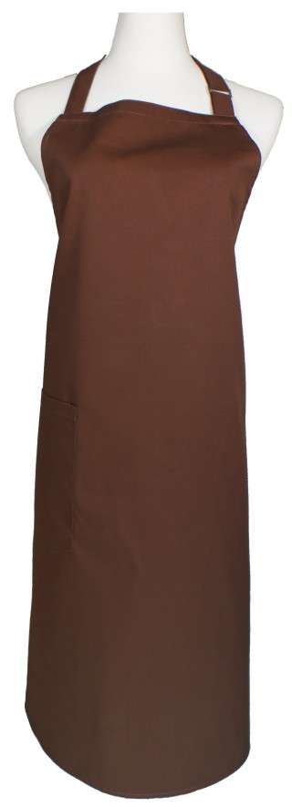咖啡色布方角單袋圍裙(伸縮帶)